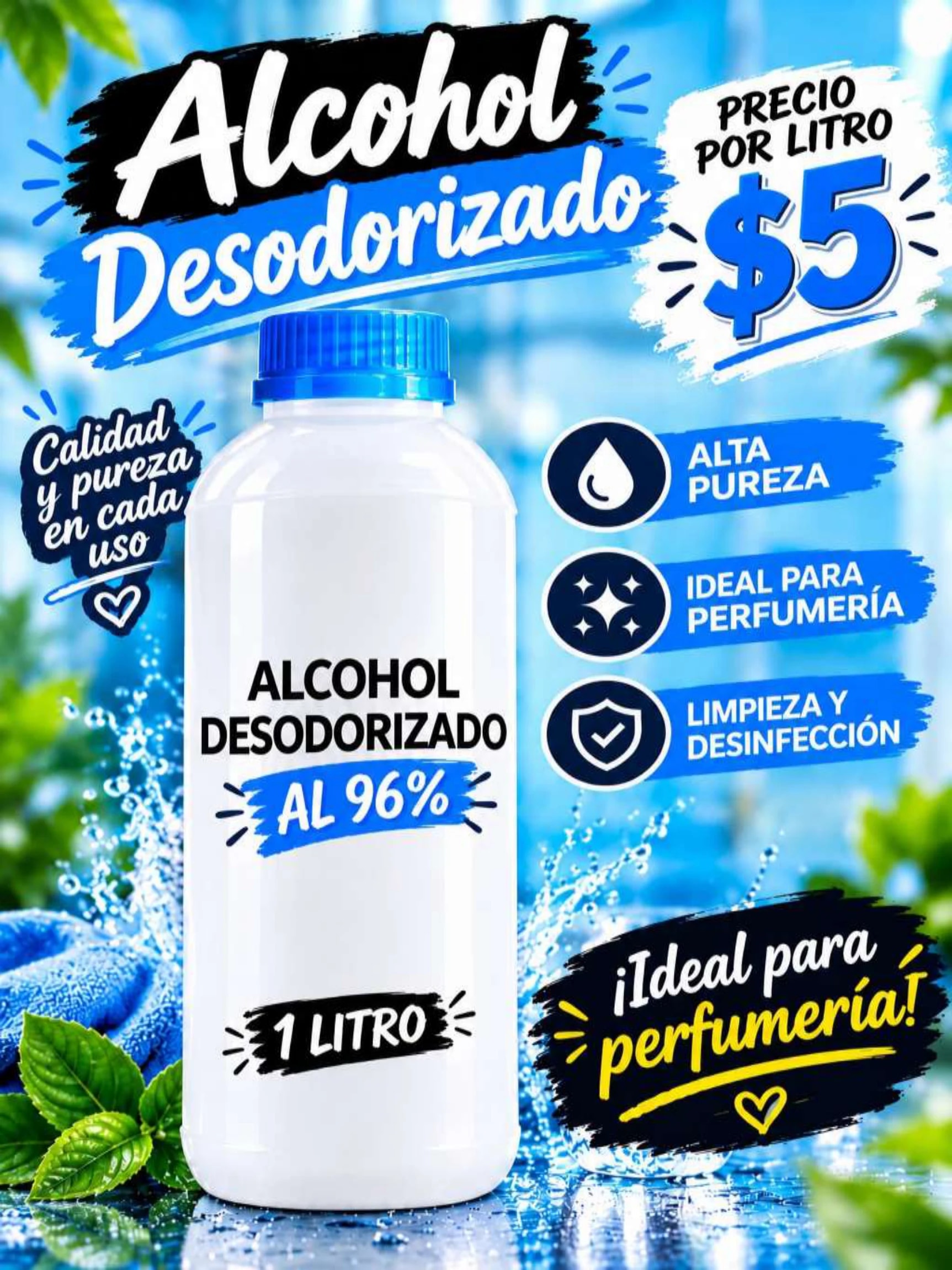 Alcohol desodorizado 96%